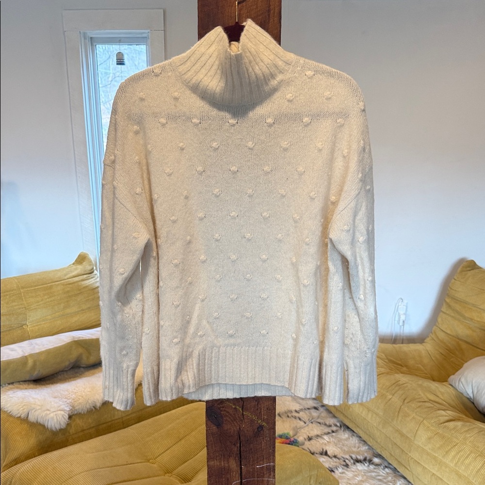 Everlane Textured Cream Turtleneck Sweater